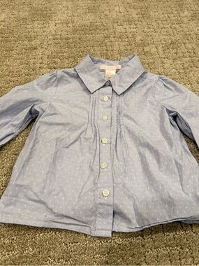 Janie and Jack Light Blue Dot Pintuck Button-Down Shirt